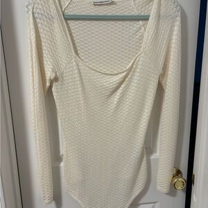 Abercrombie & Fitch Cream Textured Bodysuit